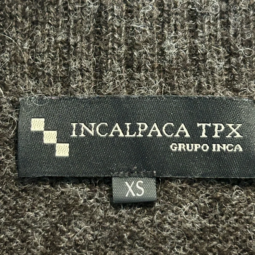 INCALPACA TPX Women's 100% baby Alpaca brown boxy Sweater Sz XS(oversized)